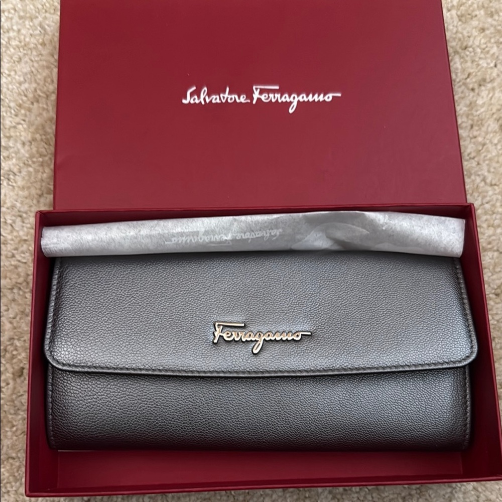 Salvatore Ferragamo Silver Leather long Wallet